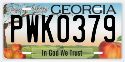 GA license plate PWK0379