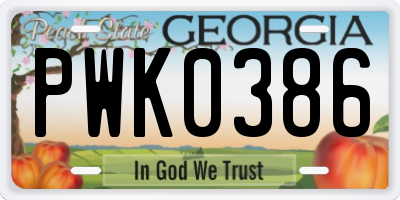 GA license plate PWK0386