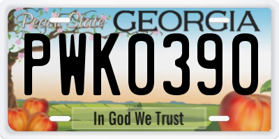 GA license plate PWK0390