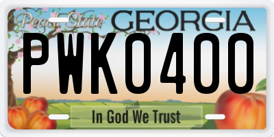 GA license plate PWK0400