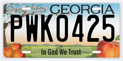 GA license plate PWK0425