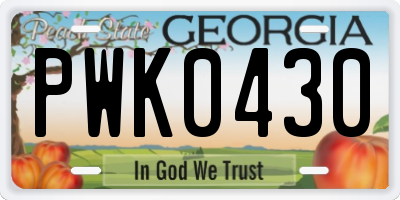 GA license plate PWK0430