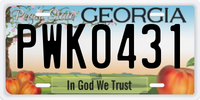 GA license plate PWK0431