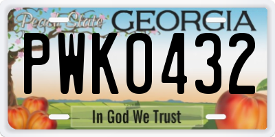 GA license plate PWK0432