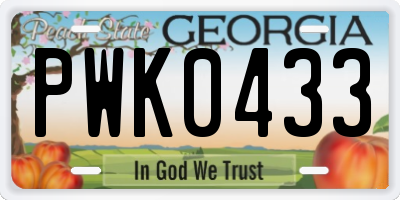 GA license plate PWK0433