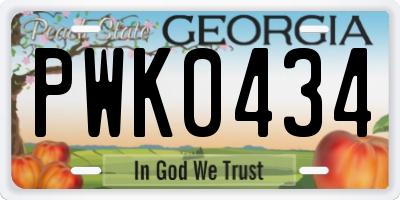 GA license plate PWK0434