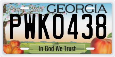GA license plate PWK0438