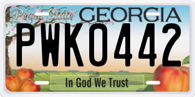 GA license plate PWK0442