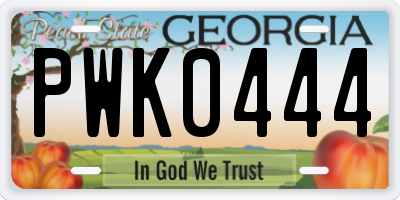 GA license plate PWK0444