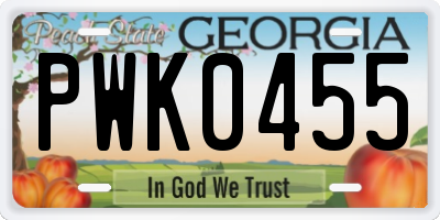 GA license plate PWK0455