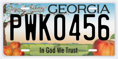 GA license plate PWK0456