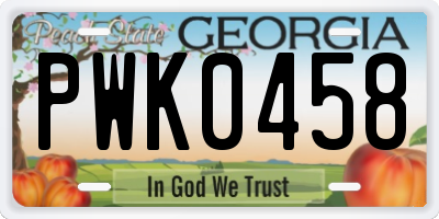 GA license plate PWK0458