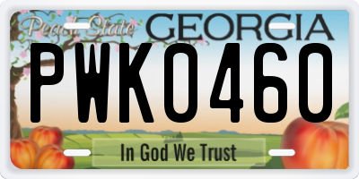 GA license plate PWK0460