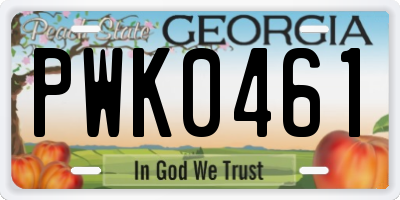 GA license plate PWK0461