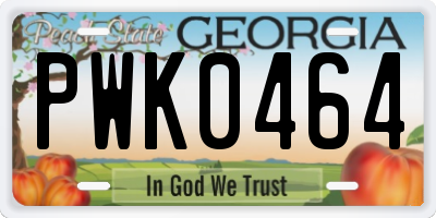GA license plate PWK0464