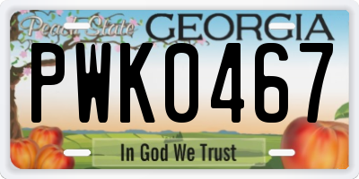 GA license plate PWK0467