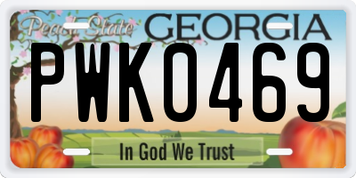 GA license plate PWK0469