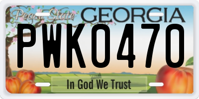 GA license plate PWK0470