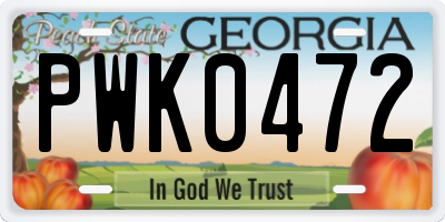 GA license plate PWK0472