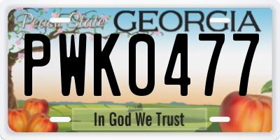 GA license plate PWK0477