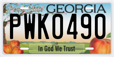 GA license plate PWK0490