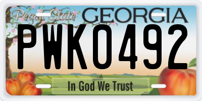 GA license plate PWK0492