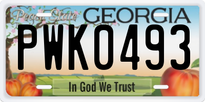 GA license plate PWK0493