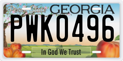 GA license plate PWK0496