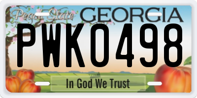 GA license plate PWK0498
