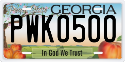 GA license plate PWK0500