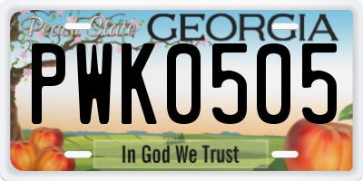 GA license plate PWK0505