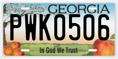 GA license plate PWK0506