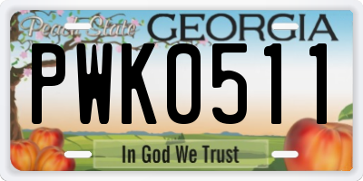 GA license plate PWK0511
