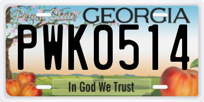 GA license plate PWK0514
