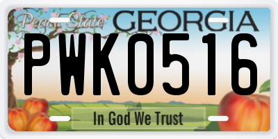 GA license plate PWK0516