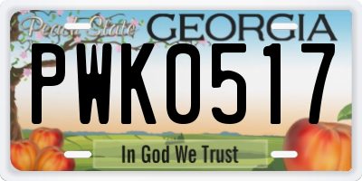 GA license plate PWK0517