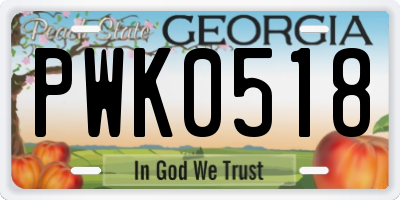 GA license plate PWK0518