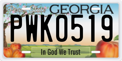 GA license plate PWK0519