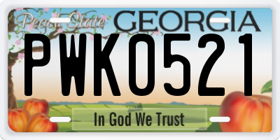 GA license plate PWK0521