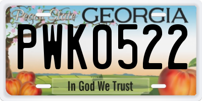 GA license plate PWK0522