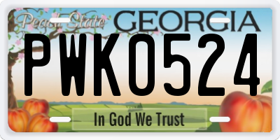 GA license plate PWK0524