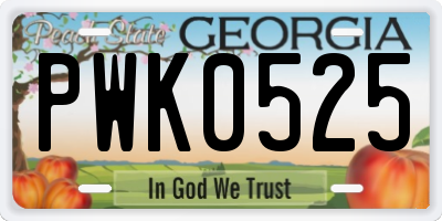 GA license plate PWK0525