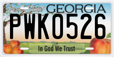 GA license plate PWK0526