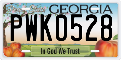 GA license plate PWK0528
