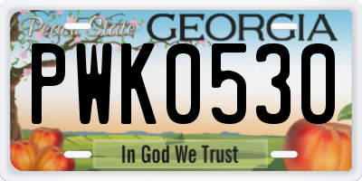 GA license plate PWK0530