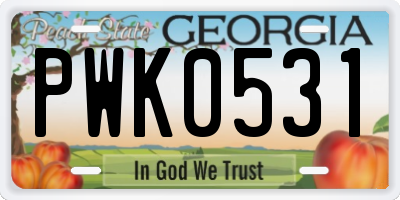 GA license plate PWK0531