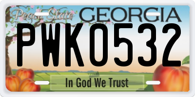 GA license plate PWK0532
