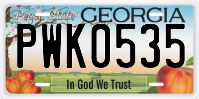 GA license plate PWK0535
