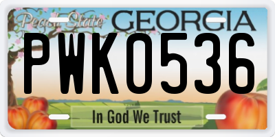 GA license plate PWK0536