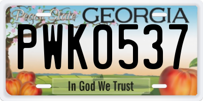 GA license plate PWK0537